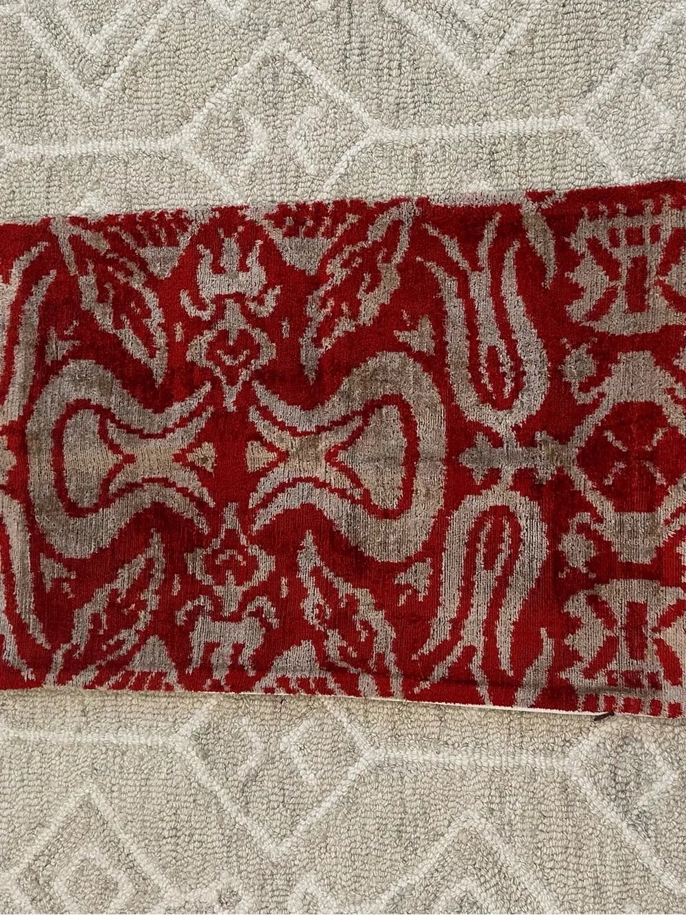 New Red and Beige Ikat velvet pillow cover